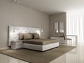 Luxury white bedroom with buttoned bed Royalty Free Stock Photo