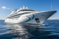 Luxury white cruise ship on the deep sea Royalty Free Stock Photo