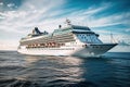 Luxury white cruise ship liner sails on sea Royalty Free Stock Photo