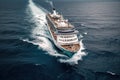 Luxury white cruise ship liner sails on sea Royalty Free Stock Photo