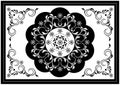 Luxury white frame with black wavy oval border and white pattern in the center of the spiral strips with leaves and black border w