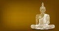 Luxury white glass monk phra buddha sitting meditation for pray concentration composed release. colorful background. 