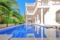 Luxury white house with swimming pool. Luxury villa in classica Royalty Free Stock Photo