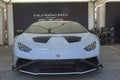 Luxury white Lamborghini on the Goodwood motor circuit festival