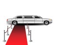 Luxury white limousine car and red carpet Royalty Free Stock Photo