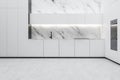 Luxury white marble kitchen interior with counters Royalty Free Stock Photo