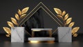 Luxury white Marble podium and golden leaves decoration for your product display. Royalty Free Stock Photo