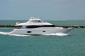 Luxury White Motor Yacht Returning to Port of Miami Royalty Free Stock Photo