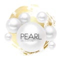 Luxury white pearl on gold background