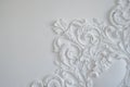 Luxury white wall design bas-relief with stucco mouldings roccoco element Royalty Free Stock Photo