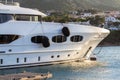 Luxury, white yacht moored in harbor Royalty Free Stock Photo