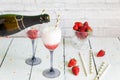 Luxury wine cocktail with strawberry sorbet Royalty Free Stock Photo