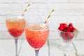 Luxury wine cocktail with strawberry sorbet