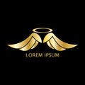 Luxury wings GOLD logo emblem design concept template