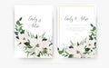 Luxury winter season wedding floral invite invitation card design. Ivory white Poinsettia flower, Christmas spruce tree branches