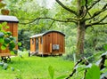 Luxury wooden camping huts in the woods