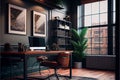 Luxury workspace office decorated with industrial loft modern interior design. AI generative Royalty Free Stock Photo