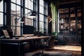 Luxury workspace office decorated with industrial loft modern interior design. AI generative Royalty Free Stock Photo