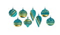 Luxury xmas bauble set vector illustration.