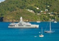 A luxury yacht at anchor in the caribbean Royalty Free Stock Photo