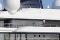 Luxury yacht being cleaned Royalty Free Stock Photo