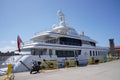 Luxury yacht boats on Rhodes beach, Greek Islands Royalty Free Stock Photo