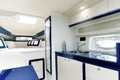 Luxury yacht cabin, yacht interior Royalty Free Stock Photo