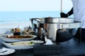 Luxury Yacht Catering with Ocean Backdrop