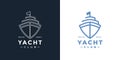 Luxury yacht club logo line icon Royalty Free Stock Photo