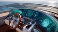 Luxury yacht dashboard with advanced technology and navigation system for modern boating experience design Royalty Free Stock Photo