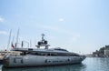 Luxury Yacht docked in the harbor at Port Hercules in Monaco Royalty Free Stock Photo