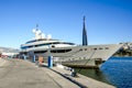 Luxury yacht at marina Zeas,Piraeus port, Greece. Royalty Free Stock Photo