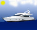 Luxury yacht. modern motor long big black and white yacht isolated on white background. Boat on the background Royalty Free Stock Photo