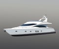 Luxury yacht. modern motor long big black and white yacht isolated on white background. Boat on the background Royalty Free Stock Photo