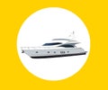 Luxury yacht. modern motor long big black and white yacht isolated on white background. Boat on the background Royalty Free Stock Photo