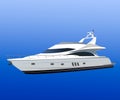 Luxury yacht. modern motor long big black and white yacht isolated on white background. Boat on the background Royalty Free Stock Photo