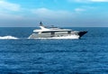 Luxury yacht in motion on the sea - Side view Royalty Free Stock Photo