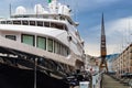 Luxury yacht in the port of Genoa