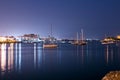 Luxury yacht in the port at night Royalty Free Stock Photo