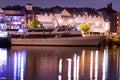 Luxury yacht in the port at night Royalty Free Stock Photo