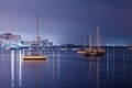 Luxury yacht in the port at night Royalty Free Stock Photo