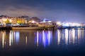 Luxury yacht in the port at night Royalty Free Stock Photo