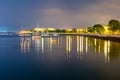 Luxury yacht in the port at night Royalty Free Stock Photo