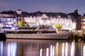 Luxury yacht in the port at night Royalty Free Stock Photo