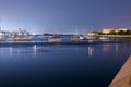 Luxury yacht in the port at night Royalty Free Stock Photo