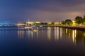 Luxury yacht in the port at night Royalty Free Stock Photo