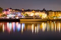 Luxury yacht in the port at night Royalty Free Stock Photo