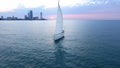Luxury yacht sailing on clear blue water, beautiful Batumi view, traveling