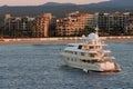 Luxury yacht at sunrise