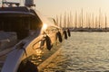 Luxury yacht at sunset